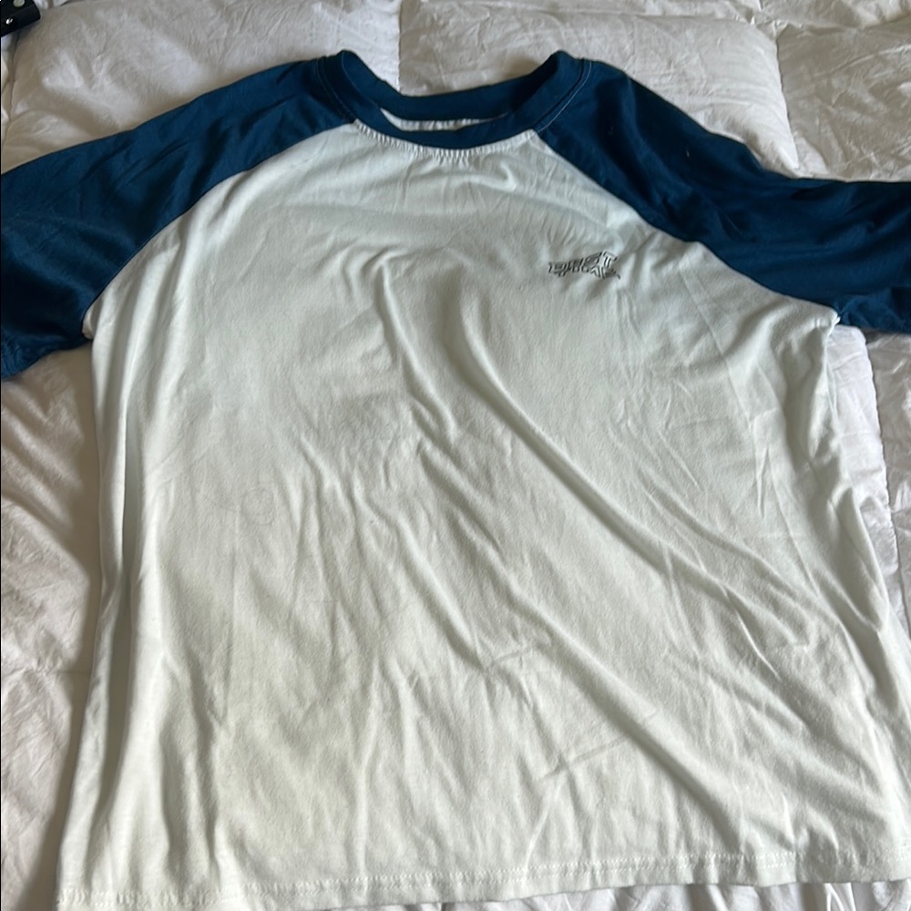 SHEIN White and Blue Short Sleeve Tee